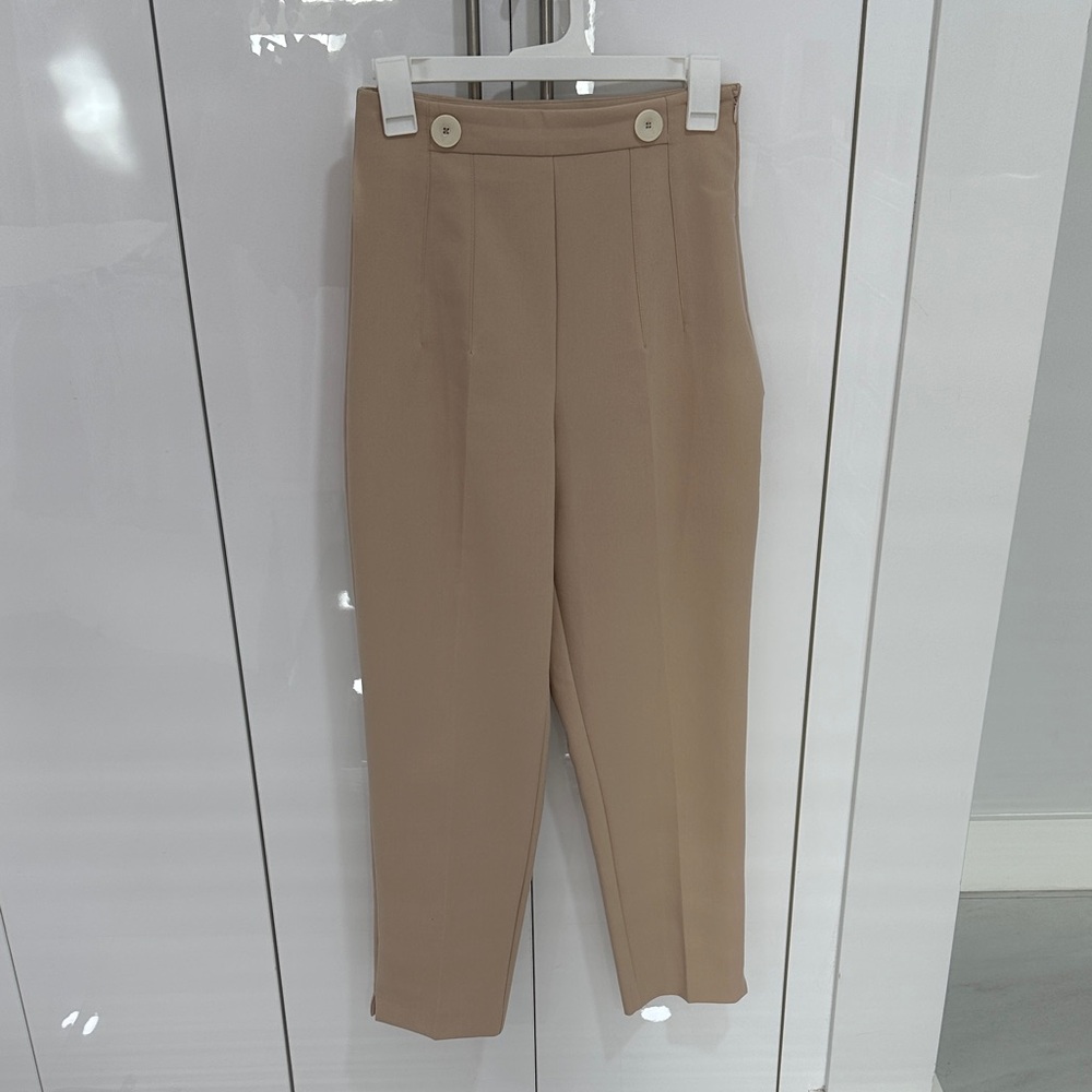 ZARA Beige High-Waisted Trousers